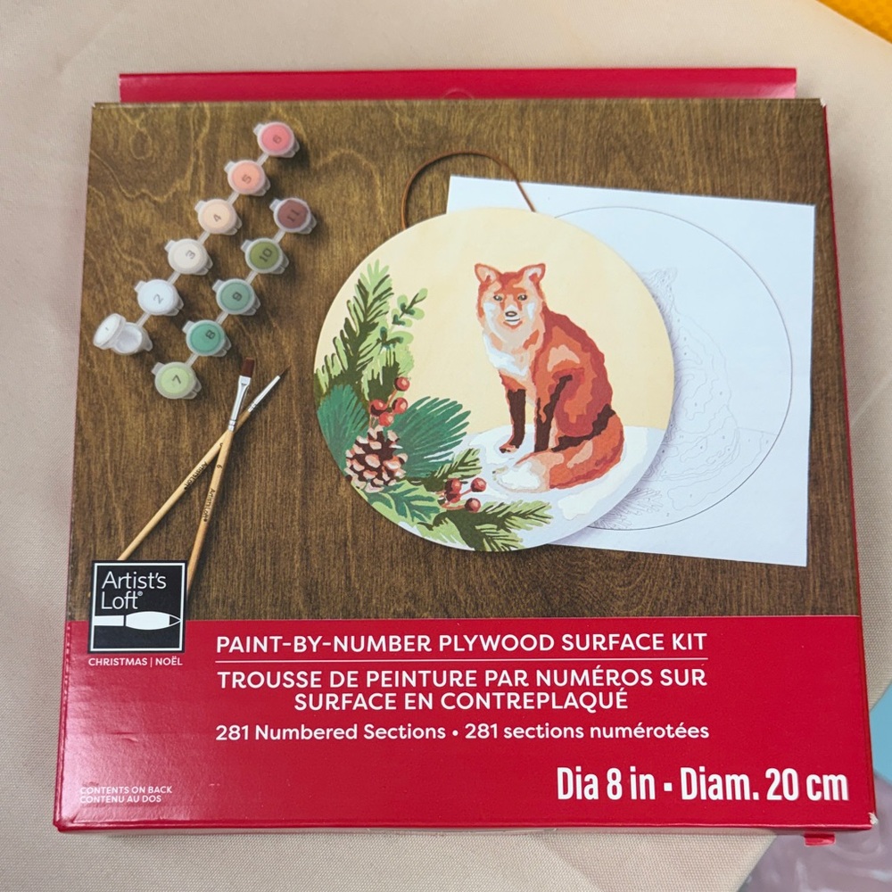 Artist’s Loft Paint-by-Number Plywood Surface Kit Red Fox Design includes paint